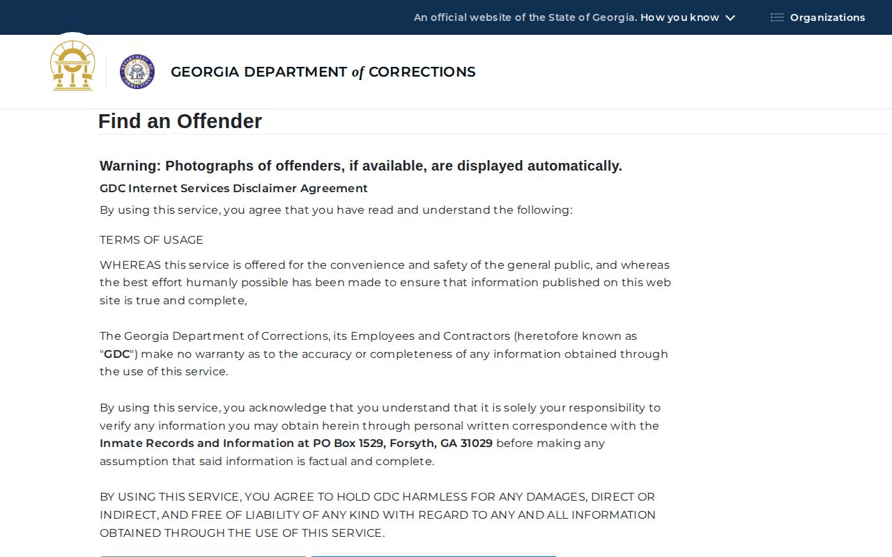 Georgia Department of Corrections Find an Offender search